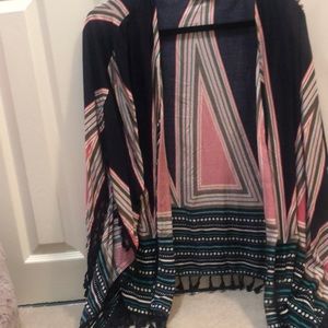 Multi colored tassled coverup